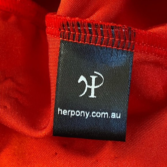 HER PONY RED GOLD SEQUIN BEADED FLORAL PRINT HIGH RISE BLOOMERS UNDERWEAR - Picture 7 of 8